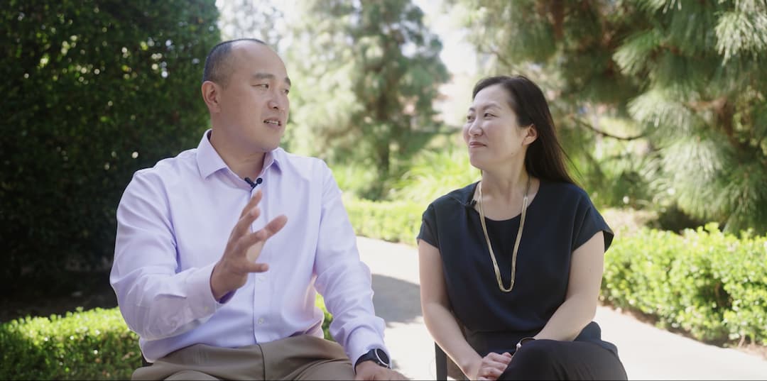 Screenshot from conference testimonial video - couple sharing about their experience at The Gathering conference